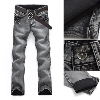 

Classic Men Mid-Rise Straight Casual Denim Jeans Long Pants Fashion Trousers
