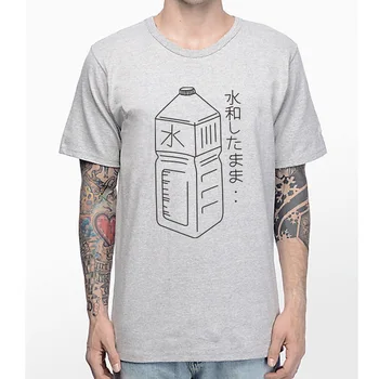 

Men Japan Harajuk Stay Hydrated Water Bottle Graphic Print T-Shirt Men Tee Casual Summer T-Shirt