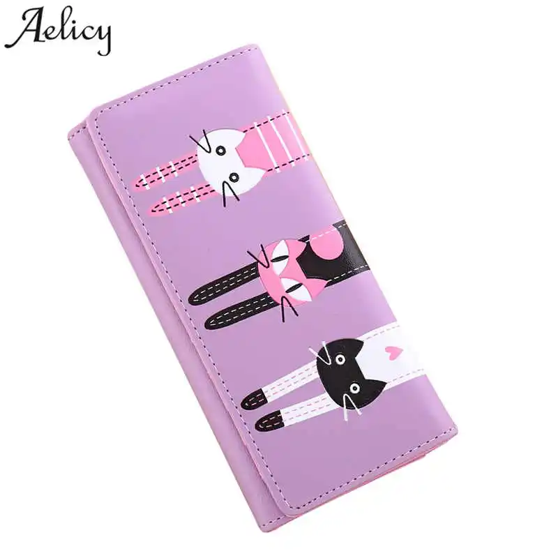 

Aelicy Luxury 2018 Fashion Women's Wallets Soft PU Leather Cats Animal Pattern Casual Lady Coin Purse Handbags Money Bags Wallet