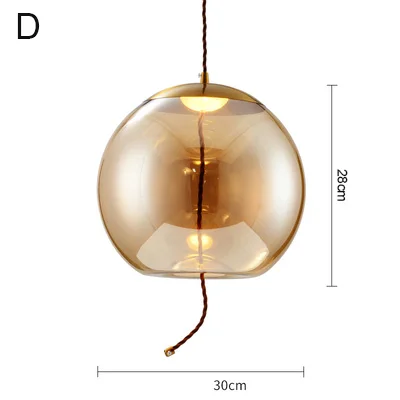 Минималистичный креативный стеклянный светодиодный светильник-люстра дизайнерское освещение для гостиной кофейная барная модель столовая лампа - Цвет абажура: D-amber