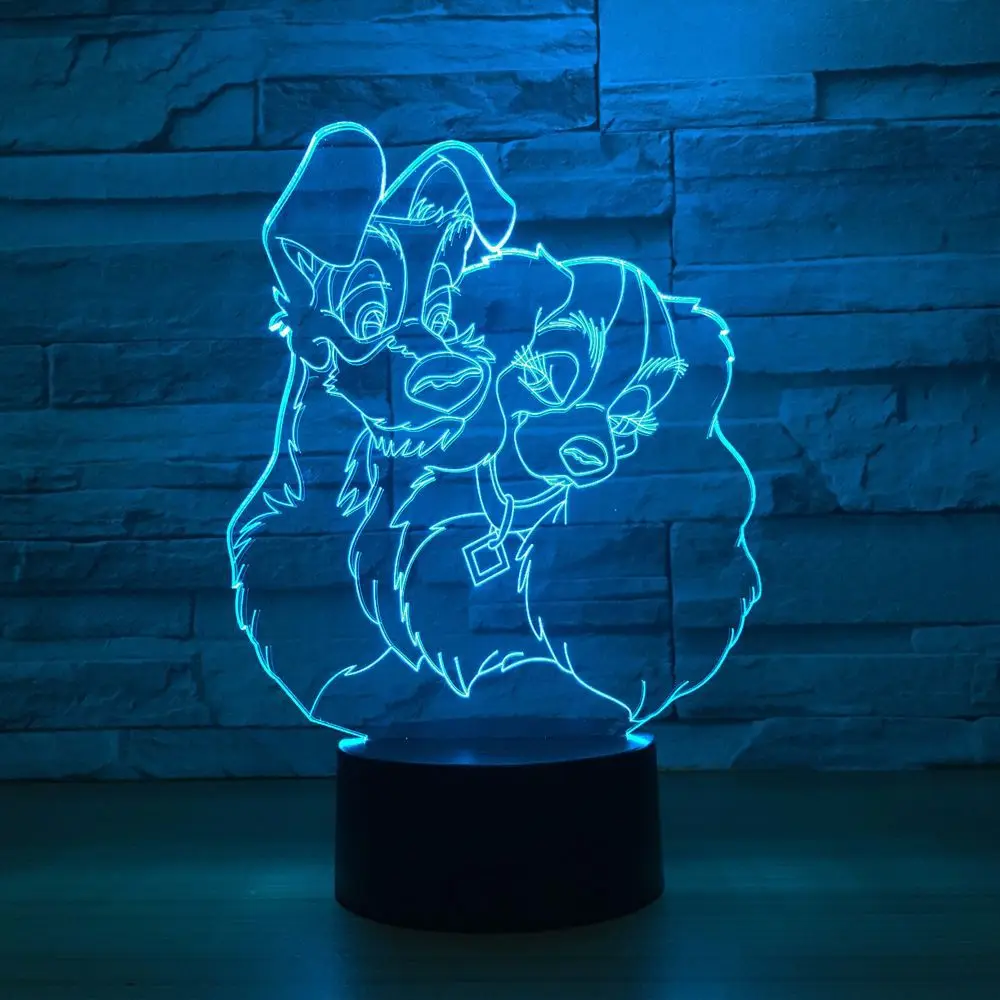 Милая собака 3D лампа 7 цветов визуальный светодиодный 3D ночные светильники для детей сенсорный ночник USB Свет домашний Декор Детский подарок Прямая поставка