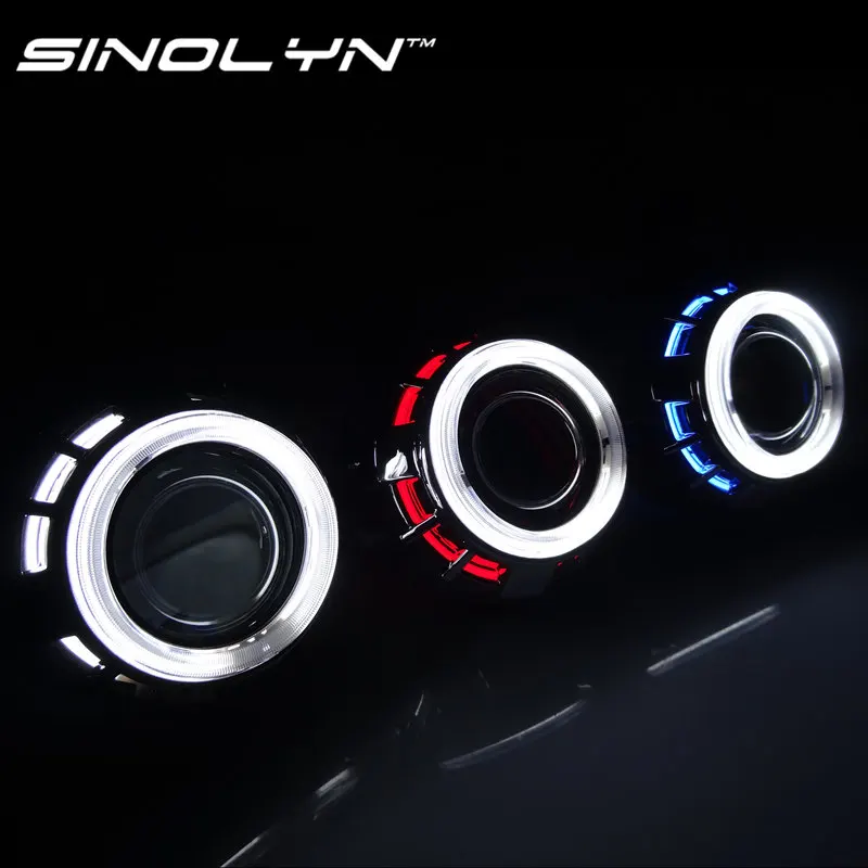 

Sinolyn Headlight Lenses Bi-xenon Lens Angel Eyes HID Projector CCFL Halo Kit For H7 H4 H1 9005 9006 Car Accessories Retrofit