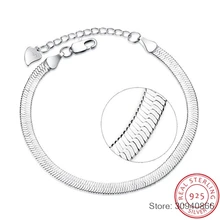 Цепочка с застежкой-лобстером из стерлингового серебра 925 пробы, регулируемый браслет для женщин и мужчин pulseira masculina S-B166