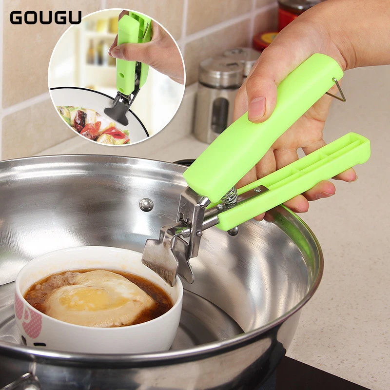 

GOUGU Multi-function Hot Bowl Clip Non-slip Dish Clamp Anti-hot Pot Pan Gripper Clips Retriever Tongs Microwaveoven Kitchen Tool