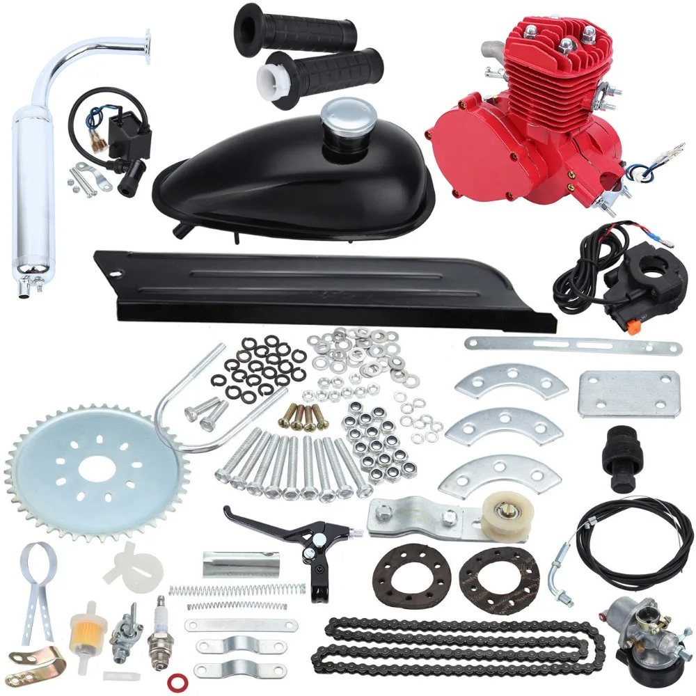 

(Ship from US) 80cc 2-Stroke Motor Engine Kit Motorised Motorized Bicycle Push Bike Red