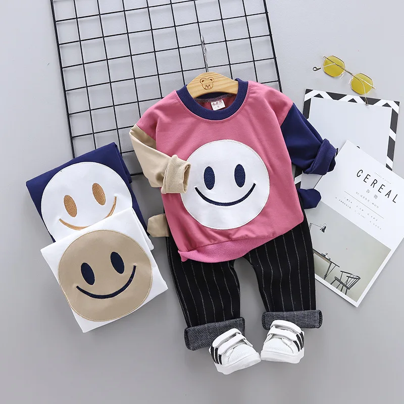 

Spring Suit Korean Version of The Smile Boy and Child Sweater Two-piece Baby Children's Wear Kids Clothing Boys Clothing Fashion