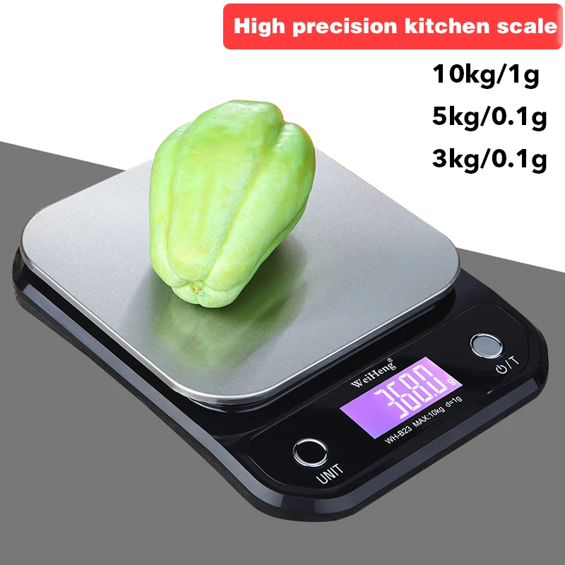 1PCs 10kg/3kg/5kg Slim LCD Digital Electronic Weighing Scale Stainless Steel ABS Food High Accuracy Household Kitchen Scale