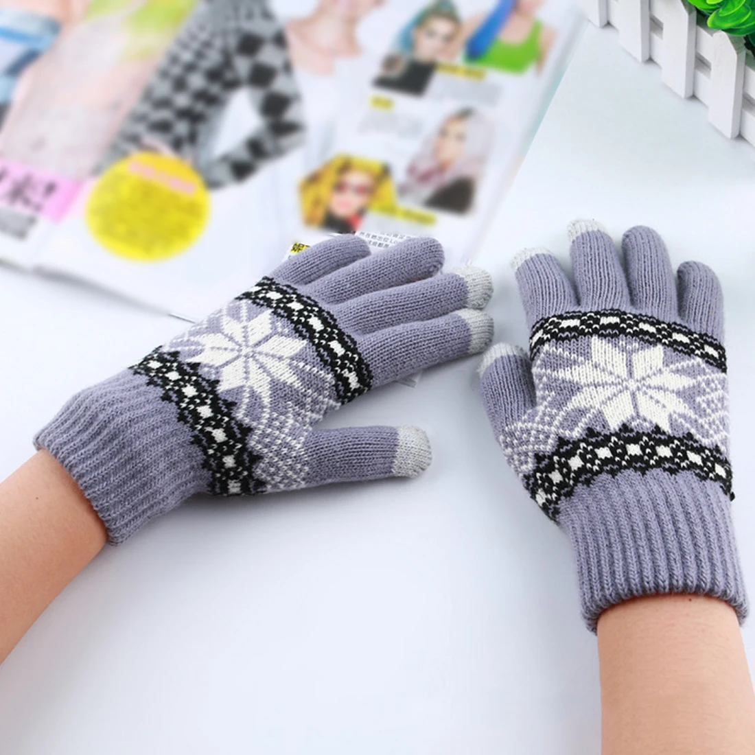 Классические универсальные теплые перчатки с толстым сенсорным экраном специальные перчатки для мужчин и женщин Снежинка сенсорный экран управляемые перчатки