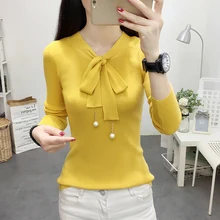 Winter Tops For Women 2018 New Bow Beading Lace Up Knitted Sweater Women Sweaters And Pullovers High Elasticity Woman Sweaters Winter Tops For Women 2018 New Bow Beading Lace Up Knitted Sweater Women Sweaters And Pullovers High Elasticity Woman Sweaters