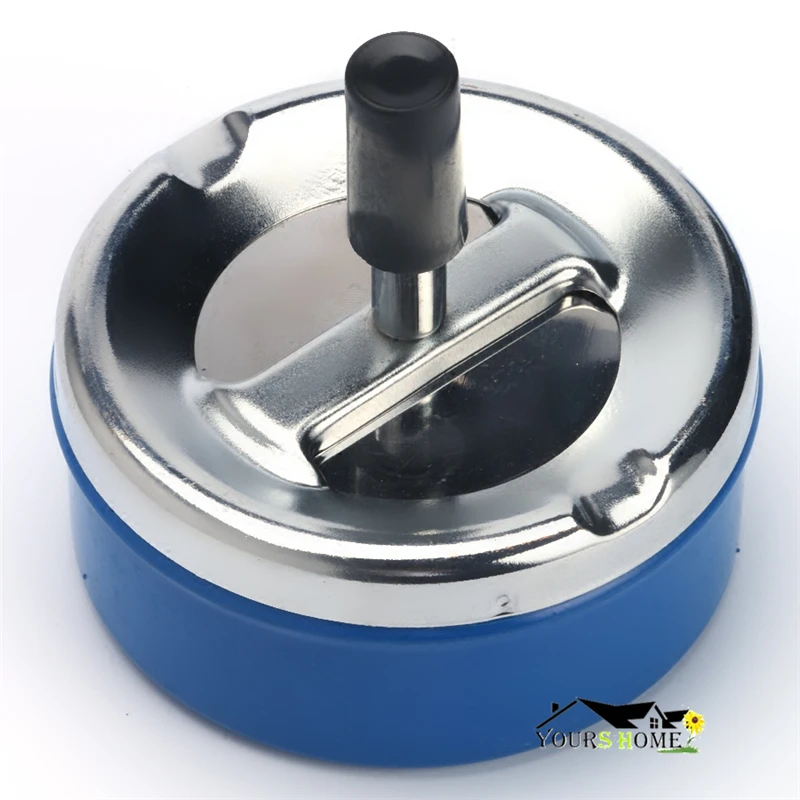 Черный круглый Push вниз пепельница металла SpinningTray легко чистить черный цвет Air Tight бар аксессуары