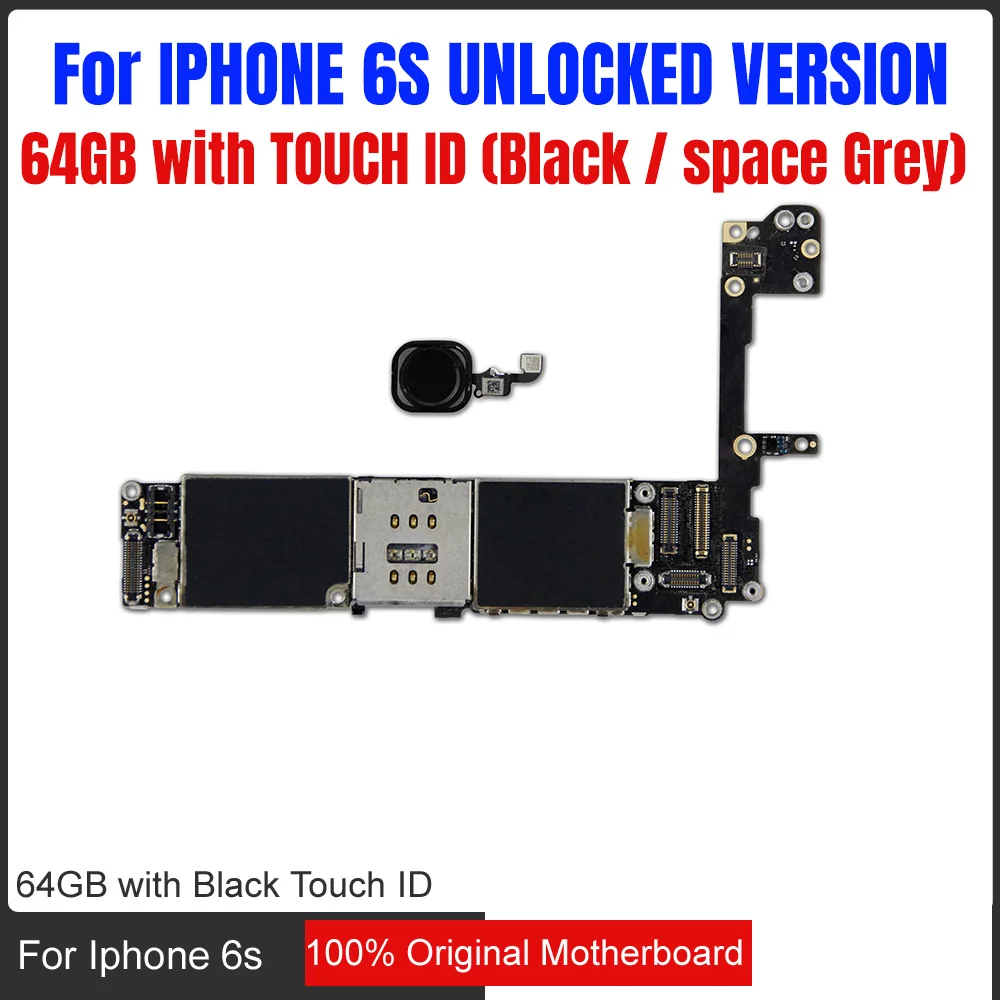 

for iphone 6S Motherboard with Fingerprint 64gb Original Unlocked for iphonbe 6S Logic board,by Good Working