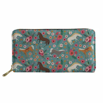 

ThiKin PU Leather Wallet Women Long Coin Purse Crazy Horse Printing Big Feminine Wallets Cluth Phone Money Holder for Girls