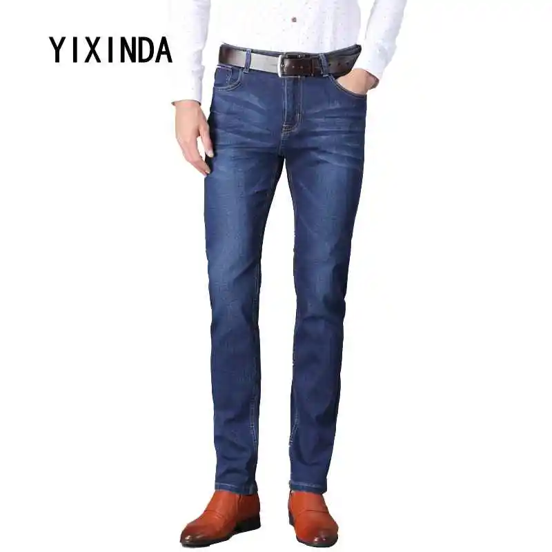 Yixinda бренд Весна Мужская большие джинсы, модная прямая трубка узкие джинсы и Штаны