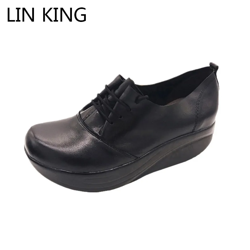 

New Winter Warm Plush Swing Shoes Women Casual Platform Shoes Solid Lace Up Round Toe Wedge Heels Mom Nurse Shoes