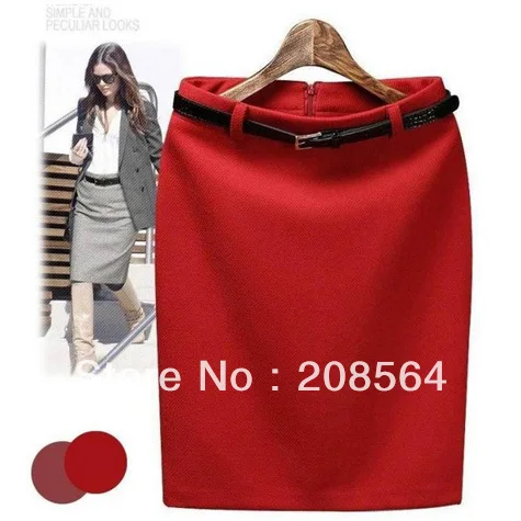 

New Fashion Women's Business Suit Pencil Skirt Elegant Wool Vocational OL Skirts Include Free Belt 375