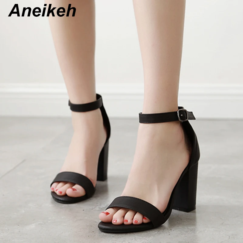 42 Gruesa De 35 Tamaño Las Correa Tobillo 2019 Verano Tacón Plus Aneikeh Sandalias Alto Mujeres Black Zapatos Bombas Negro CgwOqnwzt