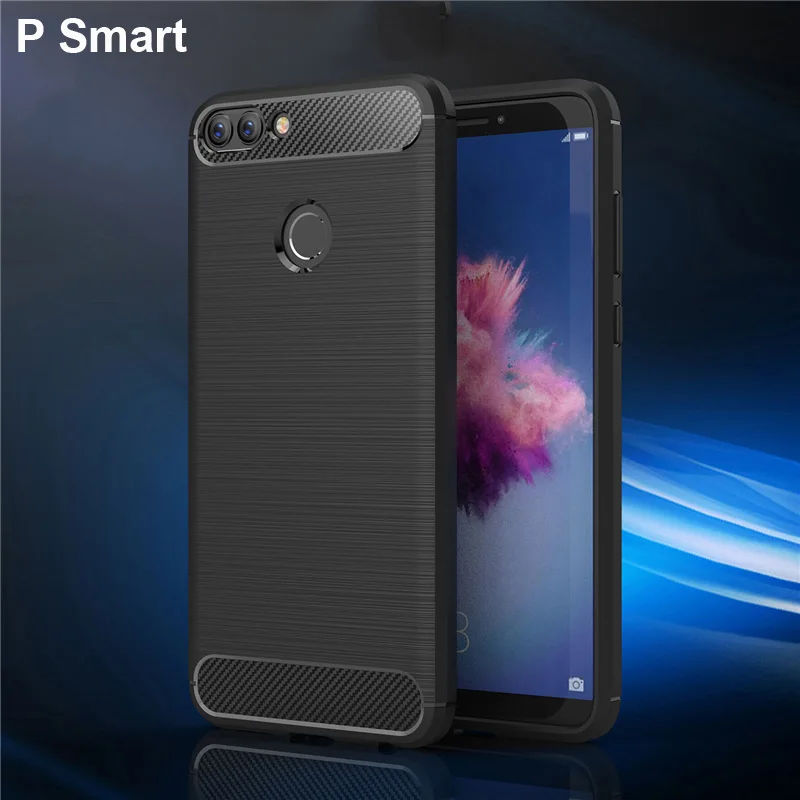 Текстурированный силиконовый чехол из углеродного волокна для Huawei P Smart мужской в
