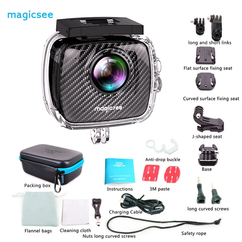 Original Magicsee P3 360 Panoramic Camera Sport Action cameras Dual