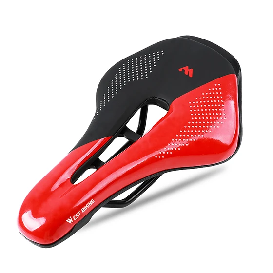 New Red WEST BIKING, велосипедное седло, дышащая, из искусственной кожи, с полой подушкой, комфортное, шоссейное, MTB, велосипедное седло, гелевое+ полиуретановое, противоударное - Цвет: New Red