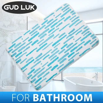 

memory foam bathroom Mat Bath Door Entrance Carpet On the Floor Soft bath mats Printed stripe Mats tapis de bain 45*75cm ZY-005