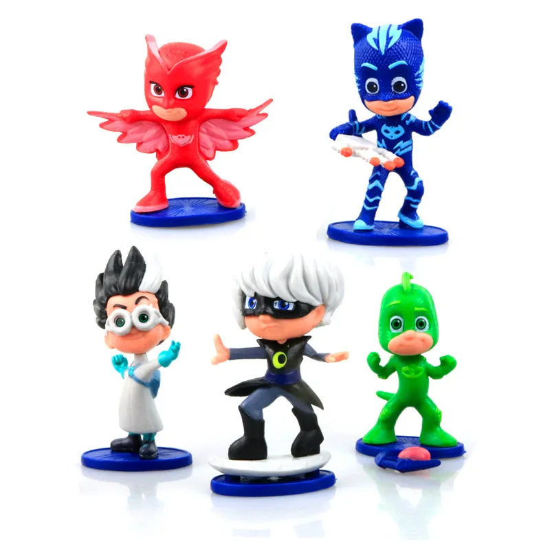 

5pcs/set Pj Masks Cartoon Catboy Owlette Gekko Cloak Characters Mask Action Figure Toys Kids Children Cartoon Dolls Toys
