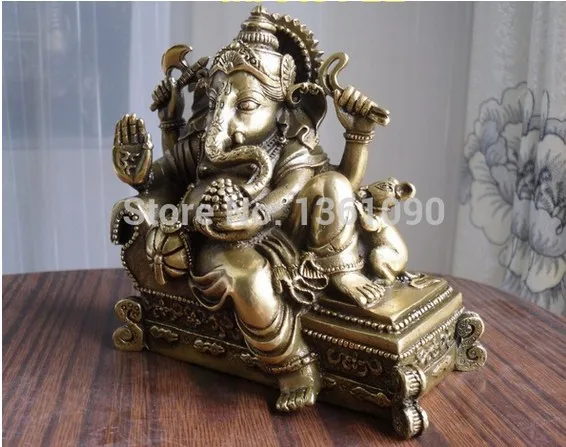 YM 312 тибетская Буддийская бронза GANESHA INDISCHER GOTT статуя на кровати