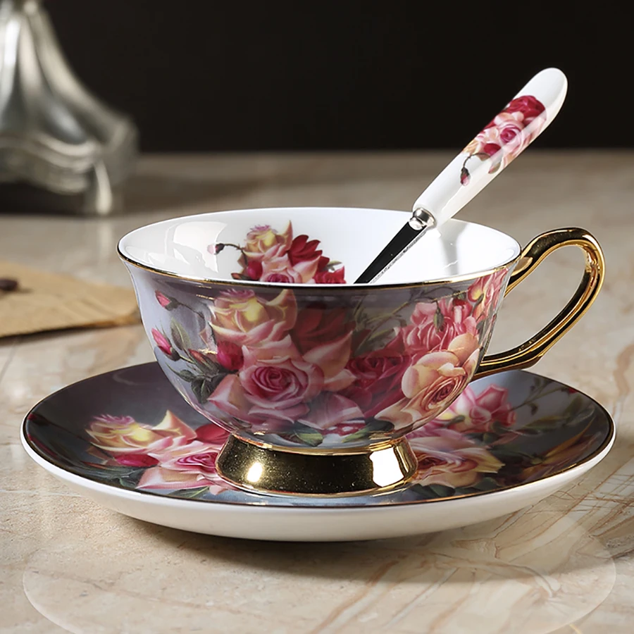 High Tea Water Cup Crockery European Ceramic Coffee Cup Set Reusable Espresso Cups Bone China Cup Tazzine Caffe Home 50P63 High Tea Water Cup Crockery European Ceramic Coffee Cup Set Reusable Espresso Cups Bone China Cup Tazzine Caffe Home 50P63