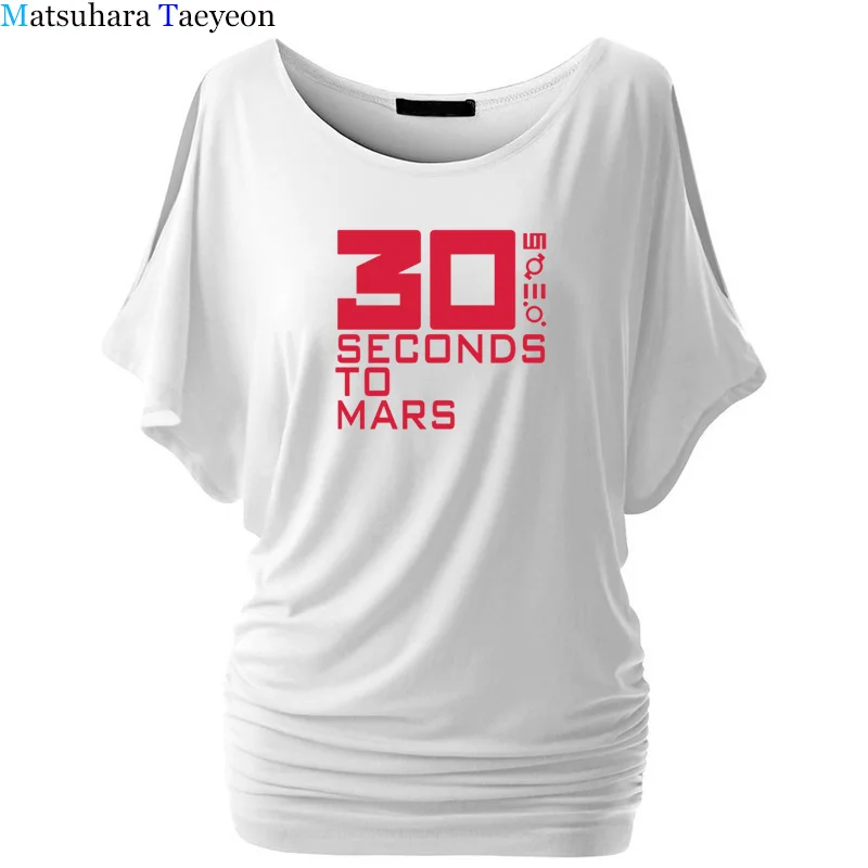 Женская футболка с короткими рукавами 30 Seconds To Mars хлопковая и рок принтом 30STM