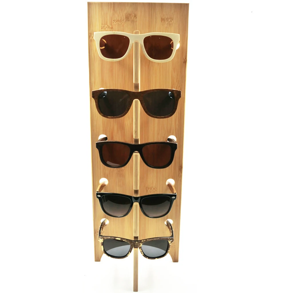 Wooden Sunglasses Display Stand Holder Eyewear Organizer Rack with 5 Layers, for Shop Counter, Table Tops
