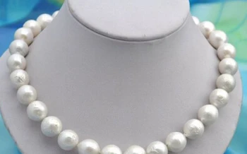 

free shipping 18"13-17mm 100% natural round white reborn keshi pearl necklace 18inch