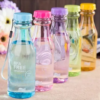 

550ML Portable Candy Colors Unbreakable Frosted Leak-proof Plastic kettle Drinking Shaker Water Bottle for Running Cup With Lid