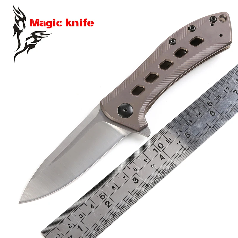 

MAIGC 2017 OEM 0801 BRZ ball bearing Folding D2 Blade Titanium handle Camping Hunting Survival Kitchen Outdoors EDC Tools Knife