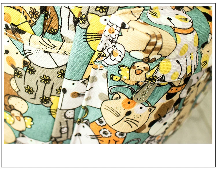 New Canvas Fabric Women Backpacks Cute Cat Animal Printing Girls College Daily Laptop Book Bags Travel Bagpacks Mochila