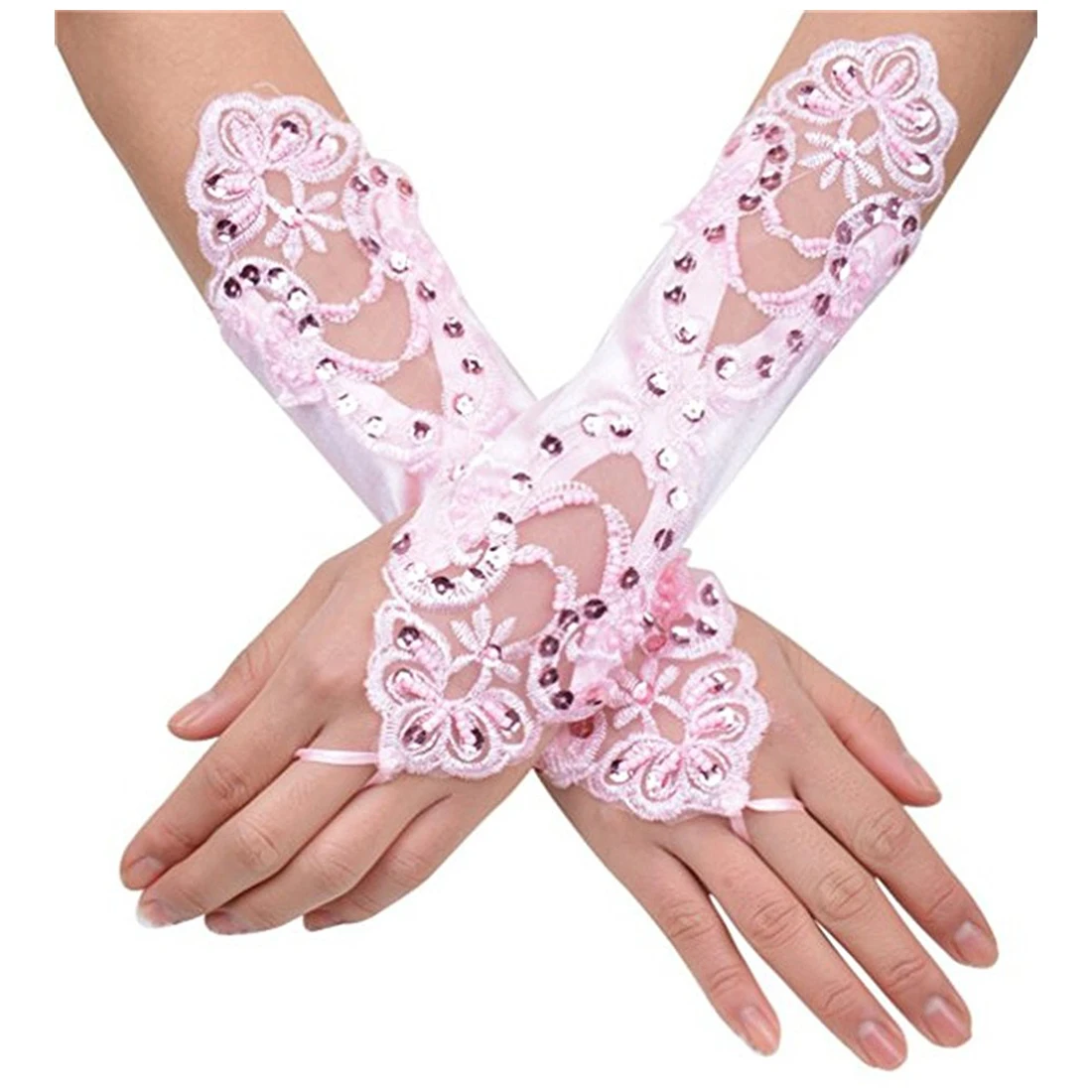 Women' Flora Short Wedding Dress Glove Fingerless Elegant Gloves for Bride Party