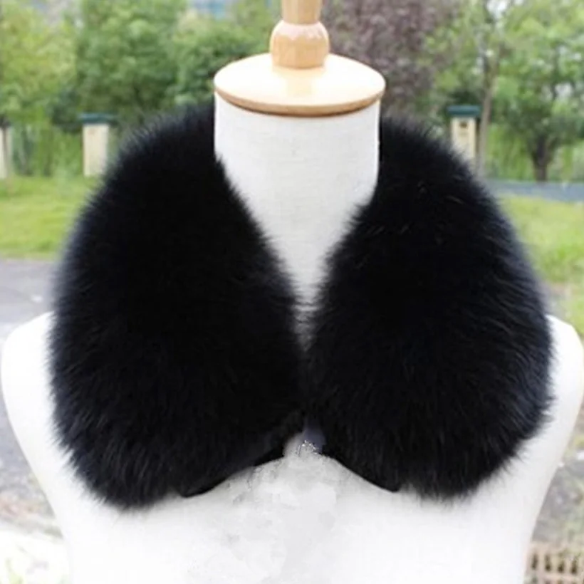 

Brand Besty Women Real Fox Fur Collar With Eye-Hoods or Ribbon Closure In The Front Lady Trend Parka Fur Collars Cape