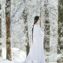 Мэй Хуа Сюэ сливы в снегу простой элегантный белый костюм для улицы костюм для тематической фотографии с плащом