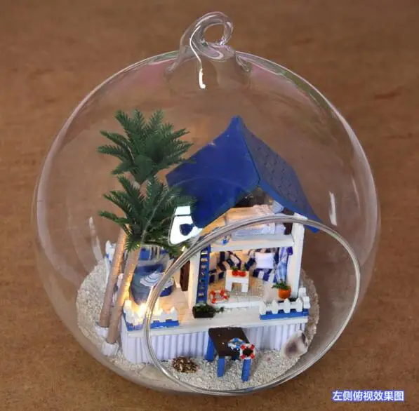 

DIY Glass Ball Doll House Model Building Kits Wooden Mini Handmade Miniature Dollhouse Toy Birthday Gift