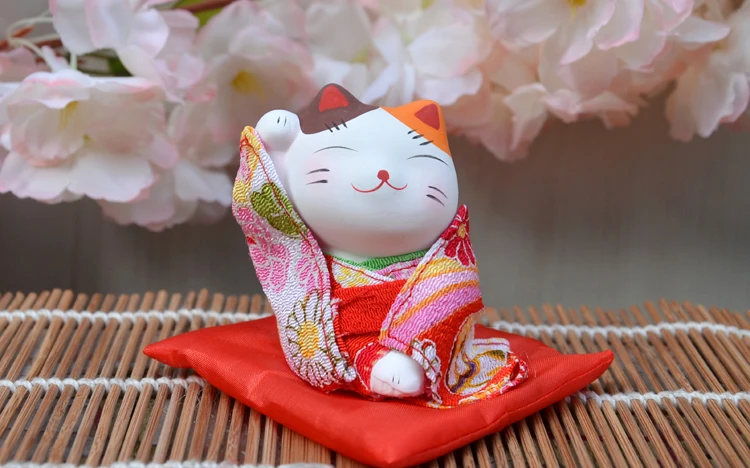 3 шт. фигурки счастливого кота японское кимоно Maneki Neko гипсовые украшения животные котенок миниатюры украшение дома бизнес подарок