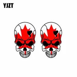YJZT 2X 9,5 см * 5,8 см Reflcetive Творческий канадский флаг череп автомобиля Стикеры Наклейка ПВХ 6-0271
