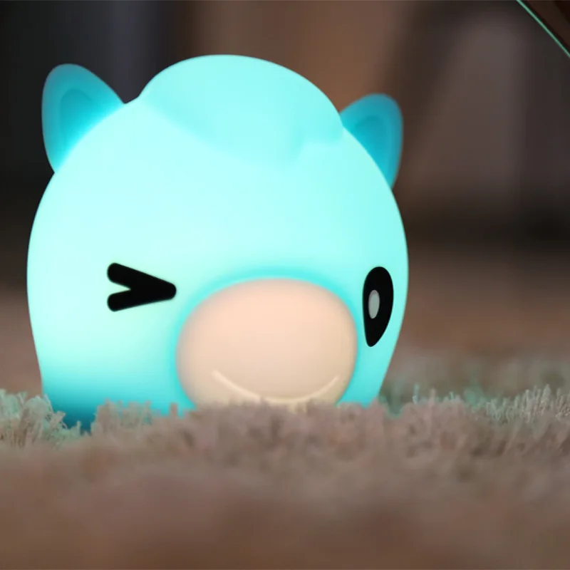 

Warm White Soft Silicone Cartoon Horse Night Light Touch Sensor Nursery Animal Lights For Baby Kids Bedroom Bedside Decor Lamps