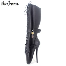Sorbern/женские ботинки из матовой искусственной кожи, 18 см/7 дюймов, на высоком каблуке, с запирающимся замком, балетки, модные пикантные женские сапоги до колена