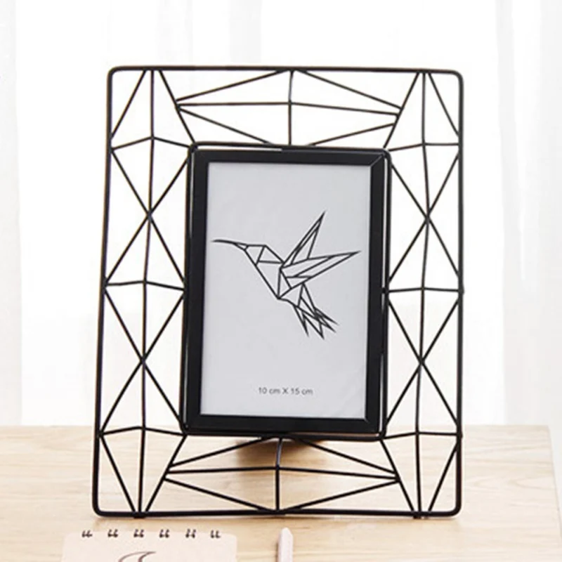 

6 Inch iron photo frame hollow Picture Frame Display Stand holder Home Decoration Crafts birthday wedding party supplies