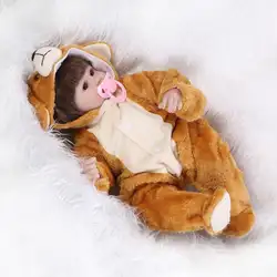 Симпатичные 43 см Кукла реборн для девочек игрушки с Одежда с изображением мишки одежда силиконовые-Reborn-Младенцы bonecas brinquedo Menina детская