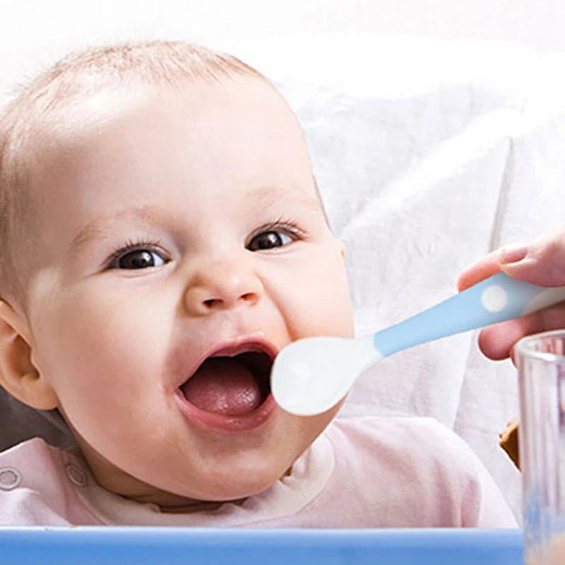 

Baby Elbow Training Spoon Baby Eating Children Practice Tableware Delivery baby spoons self feeding bpa free