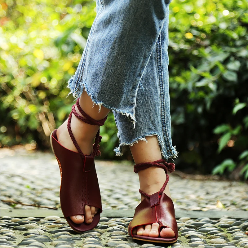 

1pc New Zapatos Mujer Summer Sandals Women Flats Shoes Woman Ankle Strap Lace Up Flip Flop New Party Wedding Shoes Femme