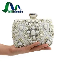 Hot Sale Fashion Women Elegant Beaded Designer Day Clutch Box Handbags Wedding Purse Evening Bags for