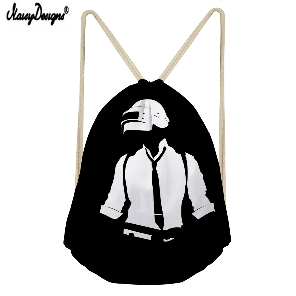 NOISYDESIGNS Custom Drawstring сумка Горячая игра PUBG тема Печать Drawstring сумка Детский рюкзак Junior Boy маленькая сумка для хранения