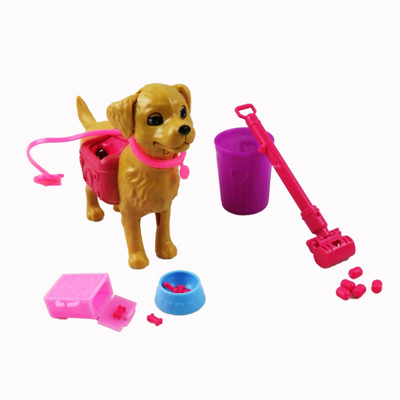 Plastic Dog Pet Sets Dog Food Bone Bowl Feeding Outside Dollhouse