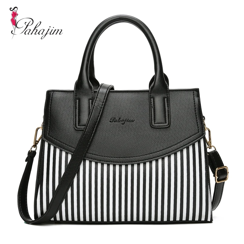 Pahajim Women Bag PU Leather Striped Crossbody Bags Lady Shoulder Bag