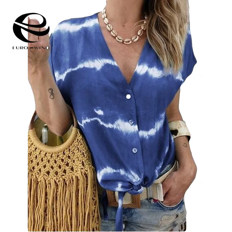 

Plus Size 5XL Women Tops and Blouse Summer Short Sleeve Print V-neck Button Down Shirts Female Casual Loose Shirts Blouses Blusa